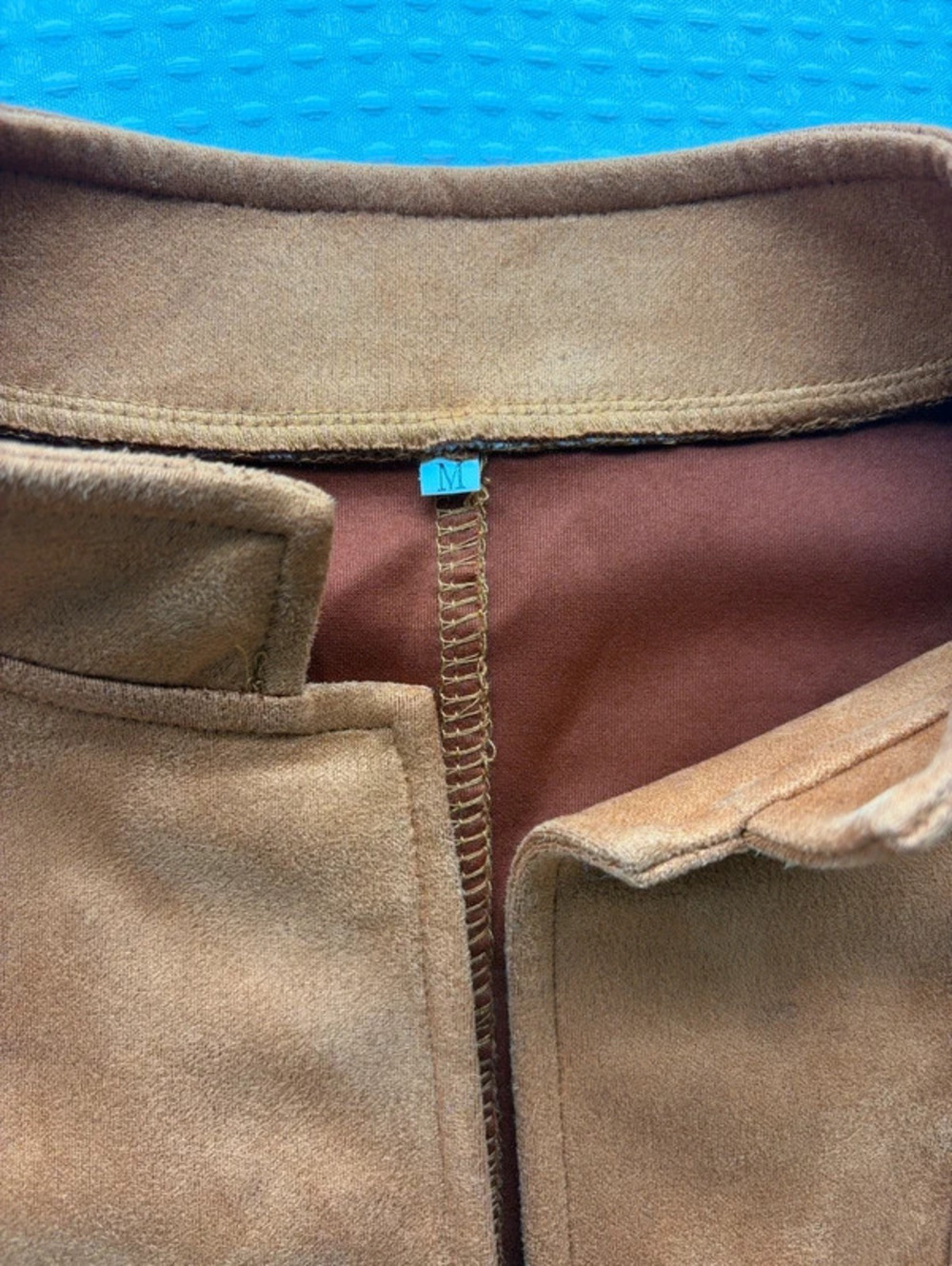 Brown orange Rust-Brown Double-Breasted Pea Coat - Picture 2 of 8